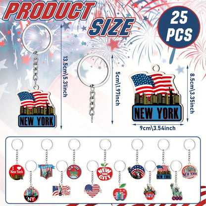 Keychain - NYC Bulk 25 Pack | New York City Metal Souvenir , American Patriotic USA - product detail view 4