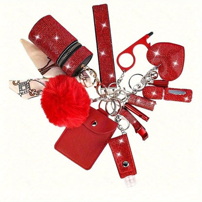 Keychain - Women's Set 11 Piece | Rhinestone Multifunctional Key Ring with Card - product detail view 4