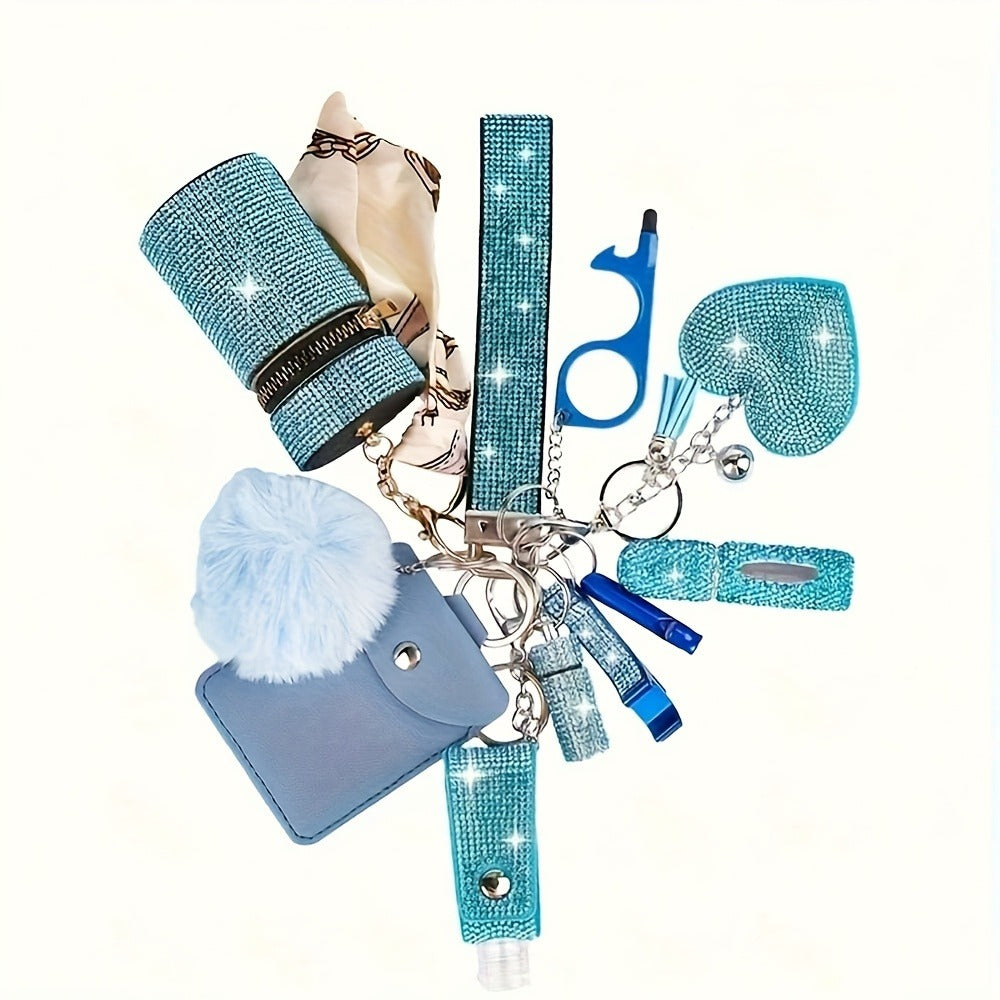 Keychain - Women's Set 11 Piece | Rhinestone Multifunctional Key Ring with Card - product detail view 6
