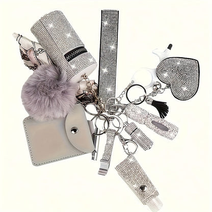 Keychain - Women's Set 11 Piece | Rhinestone Multifunctional Key Ring with Card - product detail view 15