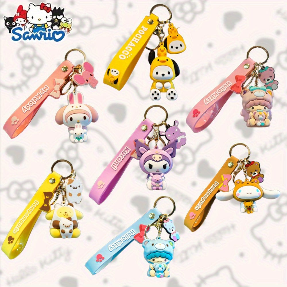 Keychain - Sanrio Set 7 Pack | Cute Cartoon Character Bag Charm & Car Key Decoration - product detail view 3