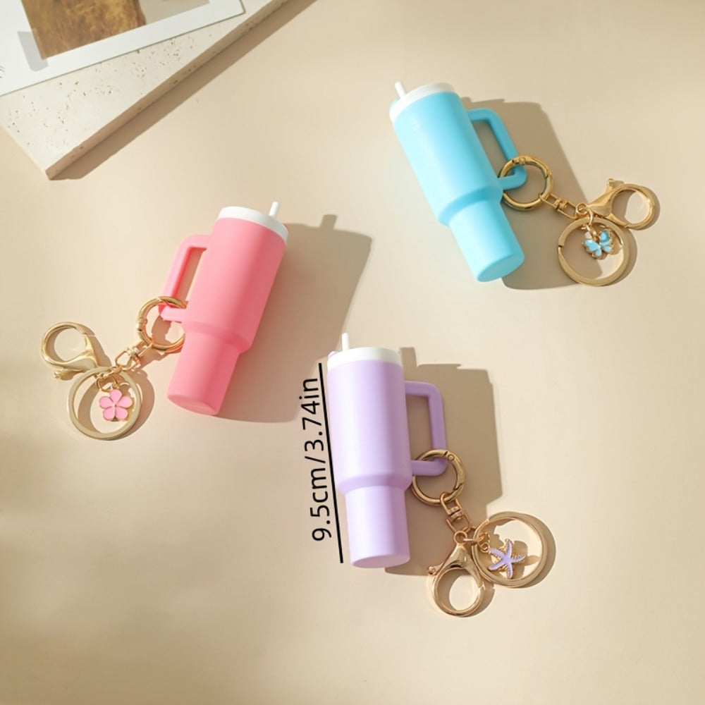 Keychain - Set Women Lipstick Holder Cup Mixed Color Bag Charm Cute Plastic Mini Cup - product detail view 2