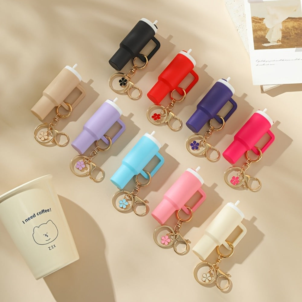 Keychain - Set Women Lipstick Holder Cup Mixed Color Bag Charm Cute Plastic Mini Cup - product detail view 3