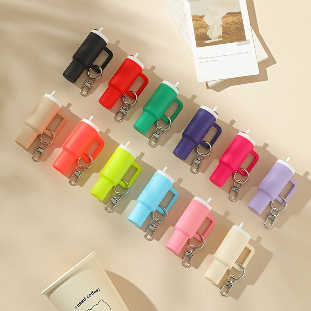 Keychain - Set Women Lipstick Holder Cup Mixed Color Bag Charm Cute Plastic Mini Cup - product detail view 5