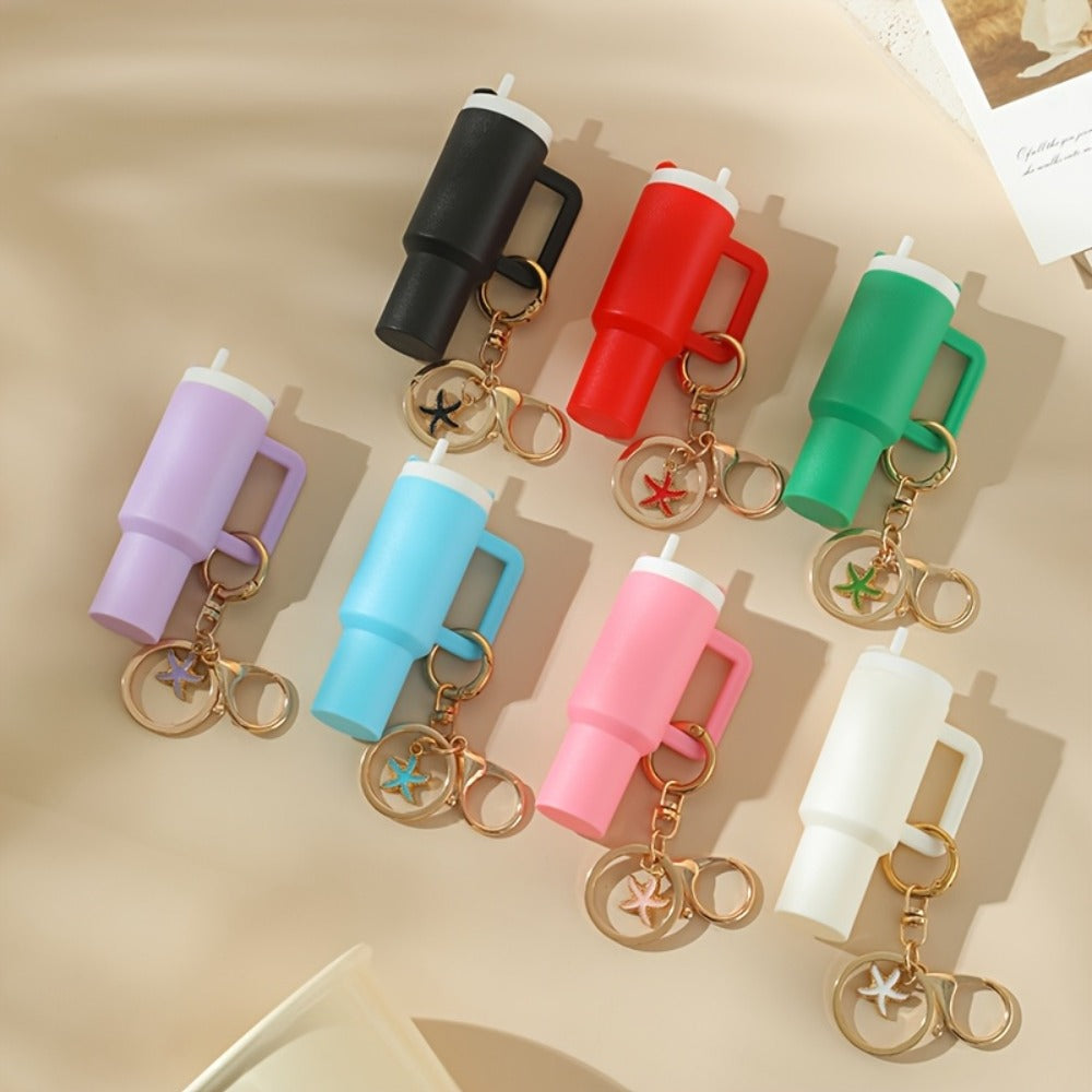 Keychain - Set Women Lipstick Holder Cup Mixed Color Bag Charm Cute Plastic Mini Cup - product detail view 6