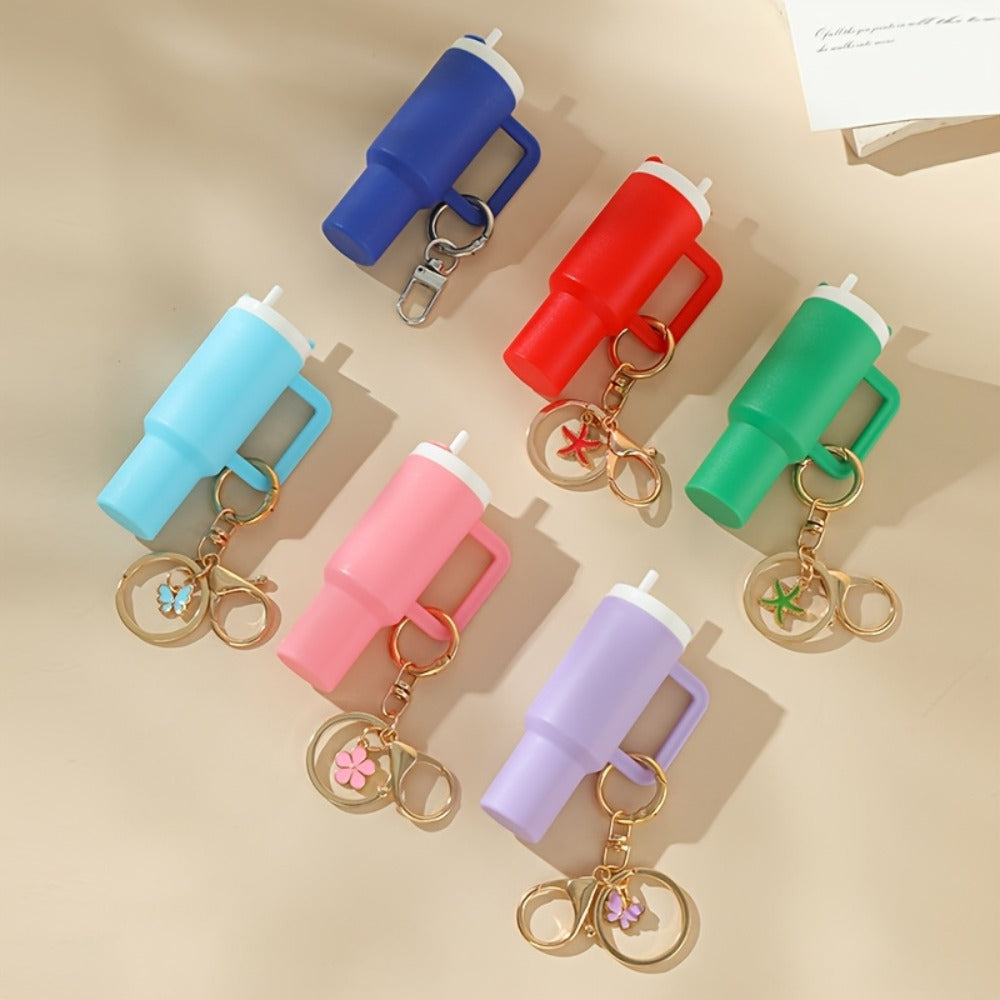 Keychain - Set Women Lipstick Holder Cup Mixed Color Bag Charm Cute Plastic Mini Cup - product detail view 7