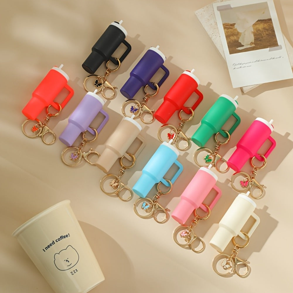 Keychain - Set Women Lipstick Holder Cup Mixed Color Bag Charm Cute Plastic Mini Cup - product detail view 8