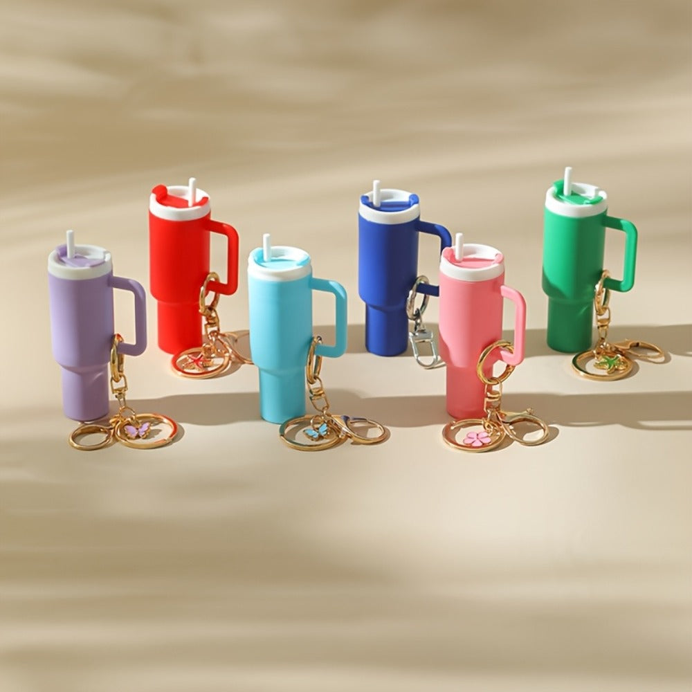 Keychain - Set Women Lipstick Holder Cup Mixed Color Bag Charm Cute Plastic Mini Cup - product detail view 9