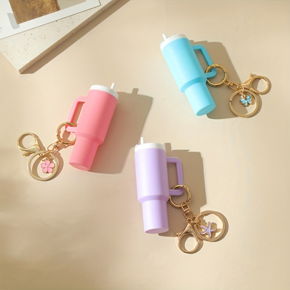 Keychain - Set Women Lipstick Holder Cup Mixed Color Bag Charm Cute Plastic Mini Cup - product detail view 10