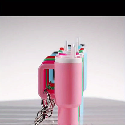 Keychain - Set Women Lipstick Holder Cup Mixed Color Bag Charm Cute Plastic Mini Cup - product detail view 11