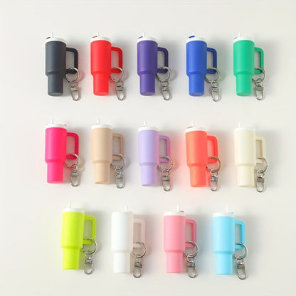 Keychain - Set Women Lipstick Holder Cup Mixed Color Bag Charm Cute Plastic Mini Cup - product detail view 13