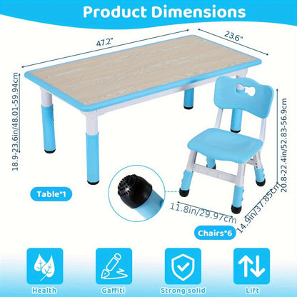 Kids Activity Table Set with Adjustable Height for Kids' Room detail image