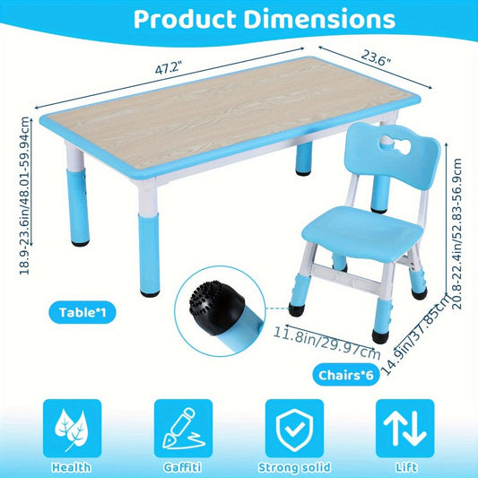 Kids Activity Table Set with Adjustable Height for Kids' Room detail image