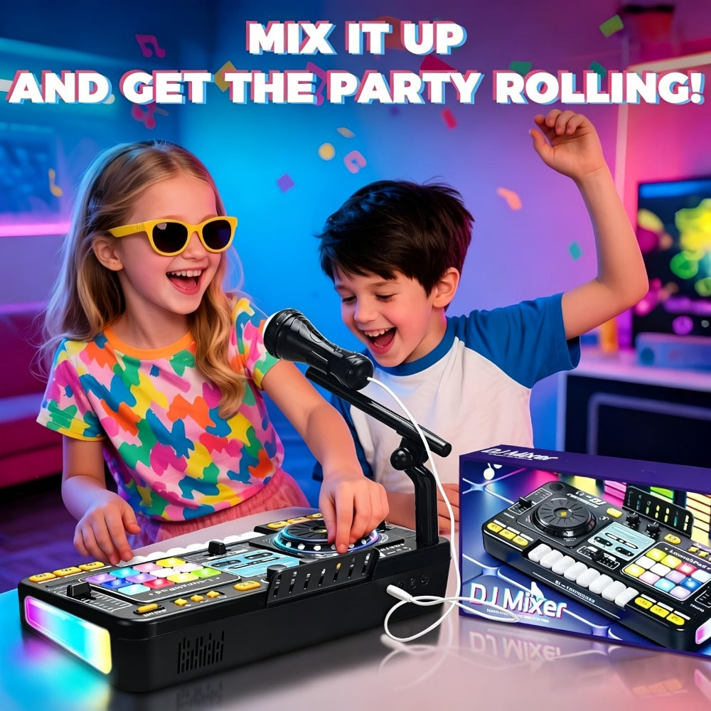 Kids DJ Mixer Music Toy with Microphone, Piano Keys and Recording detail image - detail view 10