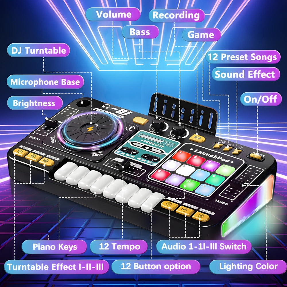 Kids DJ Mixer Music Toy with Microphone, Piano Keys and Recording detail image