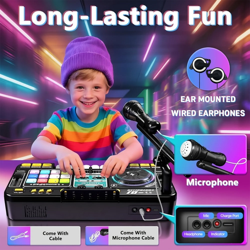 Kids DJ Mixer Music Toy with Microphone, Piano Keys and Recording detail image - detail view 4