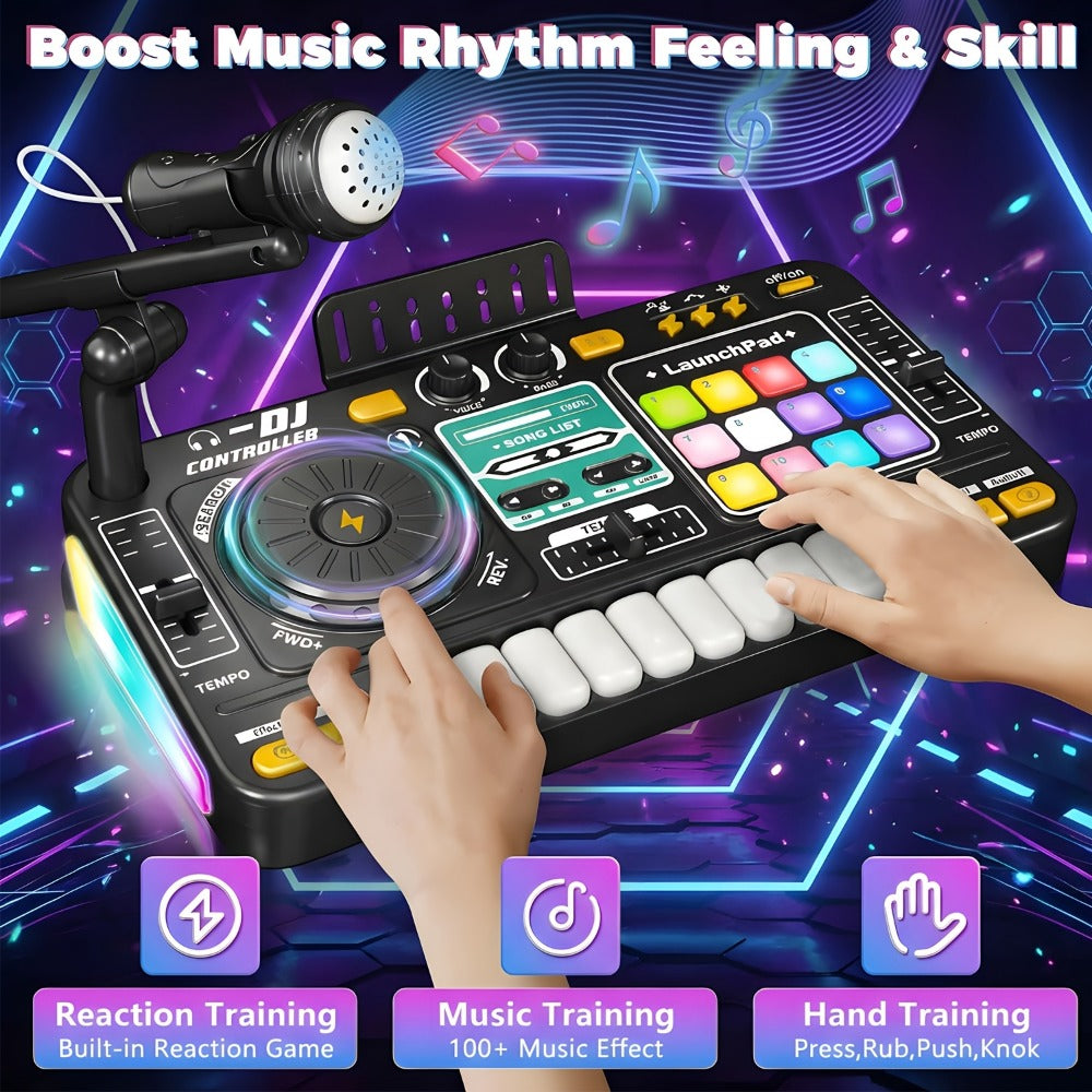 Kids DJ Mixer Music Toy with Microphone, Piano Keys and Recording detail image - detail view 5