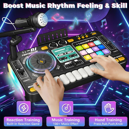 Kids DJ Mixer Music Toy with Microphone, Piano Keys and Recording detail image - detail view 5