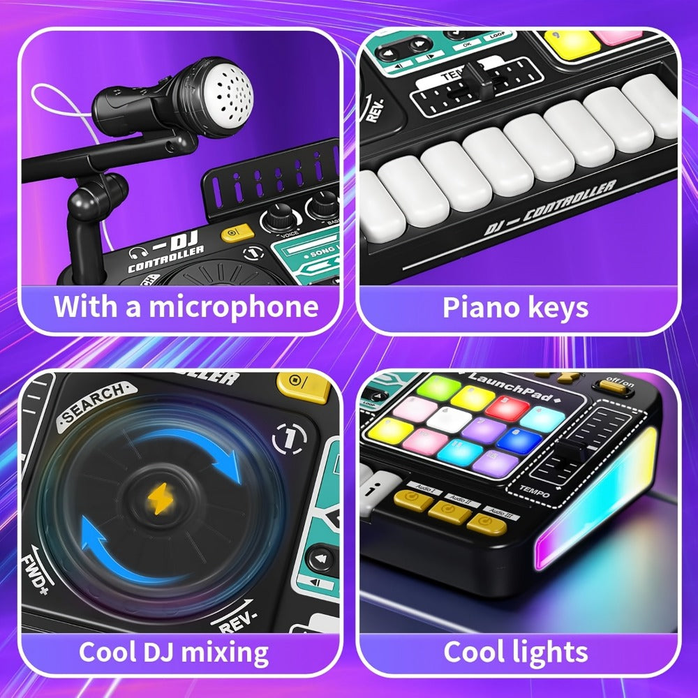 Kids DJ Mixer Music Toy with Microphone, Piano Keys and Recording detail image - detail view 6