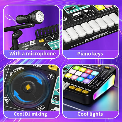 Kids DJ Mixer Music Toy with Microphone, Piano Keys and Recording detail image - detail view 6
