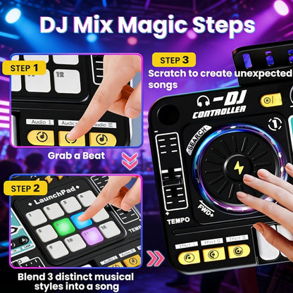 Kids DJ Mixer Music Toy with Microphone, Piano Keys and Recording detail image - detail view 8