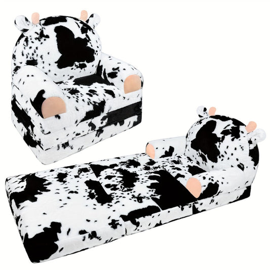 Kids Recliner Chair, Toddler Recliner Chair Plush Cow Print with Removable Washable Cover shown in the main product view