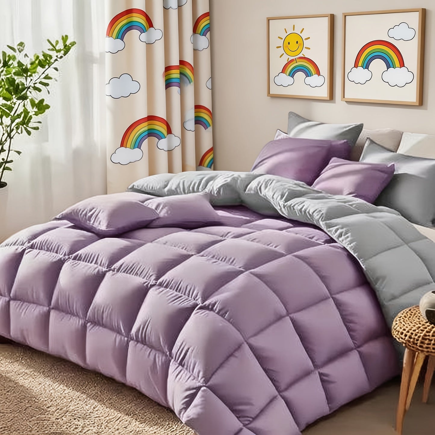 Seven-Piece Comforter Bed-in-a-Bag Set with Short-Plush Fabric, 12 Colors and Full, Queen or King Sizes