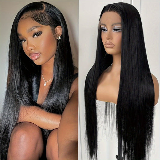 Lace Front Wig - 13x4 HD Straight for Women - 26 Inch Glueless Pre-Plucked Synthetic Hair - product detail view 2