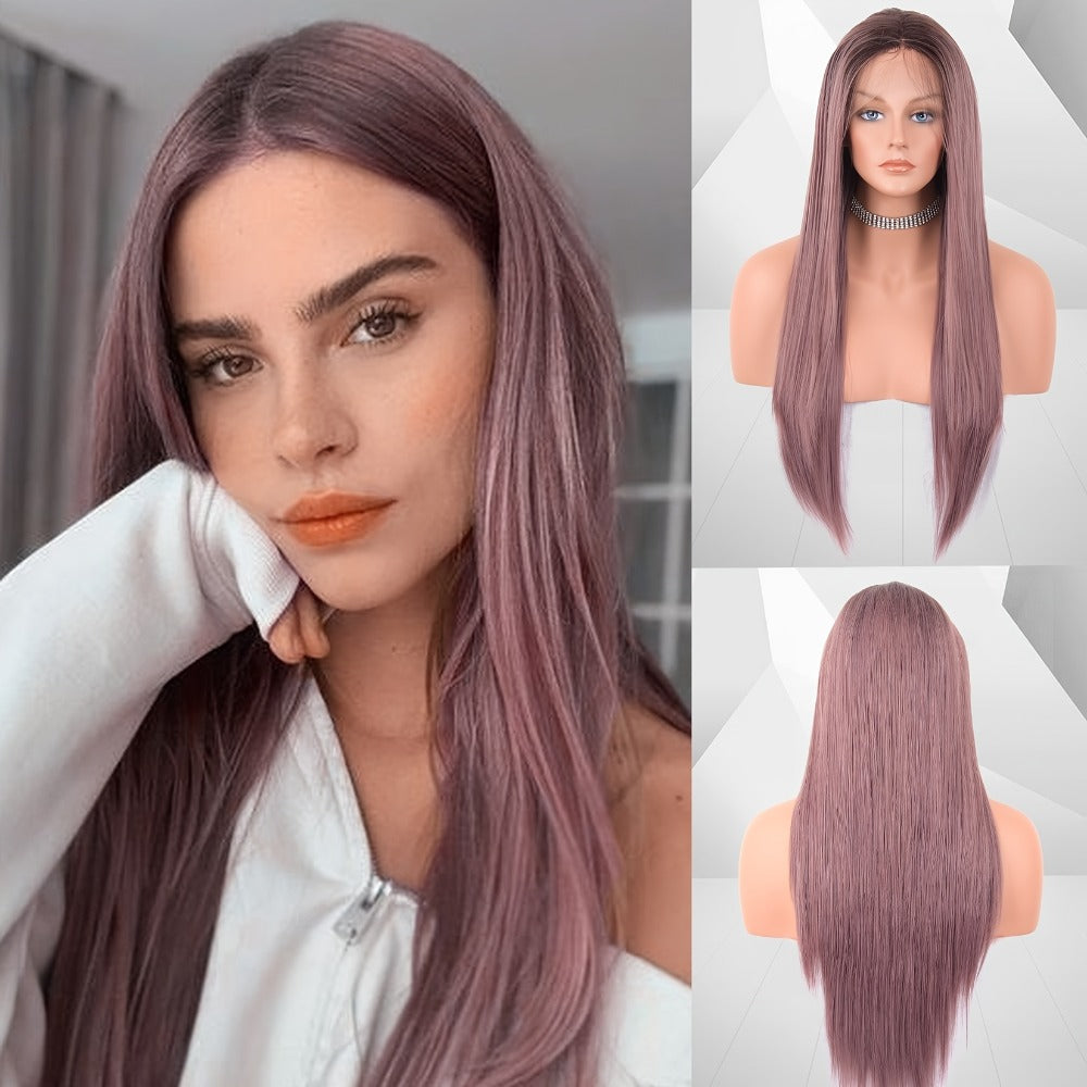 Lace Front Wig - 13x4 HD Straight for Women - 26 Inch Glueless Pre-Plucked Synthetic Hair - product detail view 4
