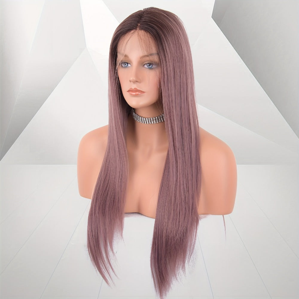 Lace Front Wig - 13x4 HD Straight for Women - 26 Inch Glueless Pre-Plucked Synthetic Hair - product detail view 5
