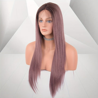 Lace Front Wig - 13x4 HD Straight for Women - 26 Inch Glueless Pre-Plucked Synthetic Hair - product detail view 5