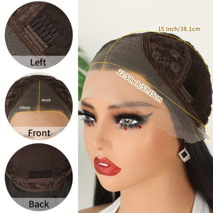 Lace Front Wig - 13x4 HD Straight for Women - 26 Inch Glueless Pre-Plucked Synthetic Hair - product detail view 6