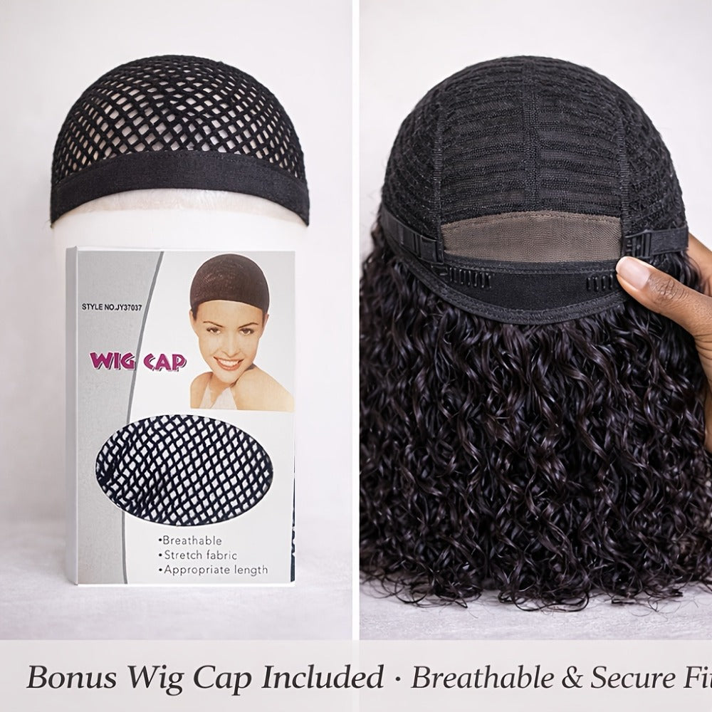 Lace Front Wig - Deep Wave for Women - 24 Inch Water Wave Synthetic Hair, Natural Black - product detail view 9