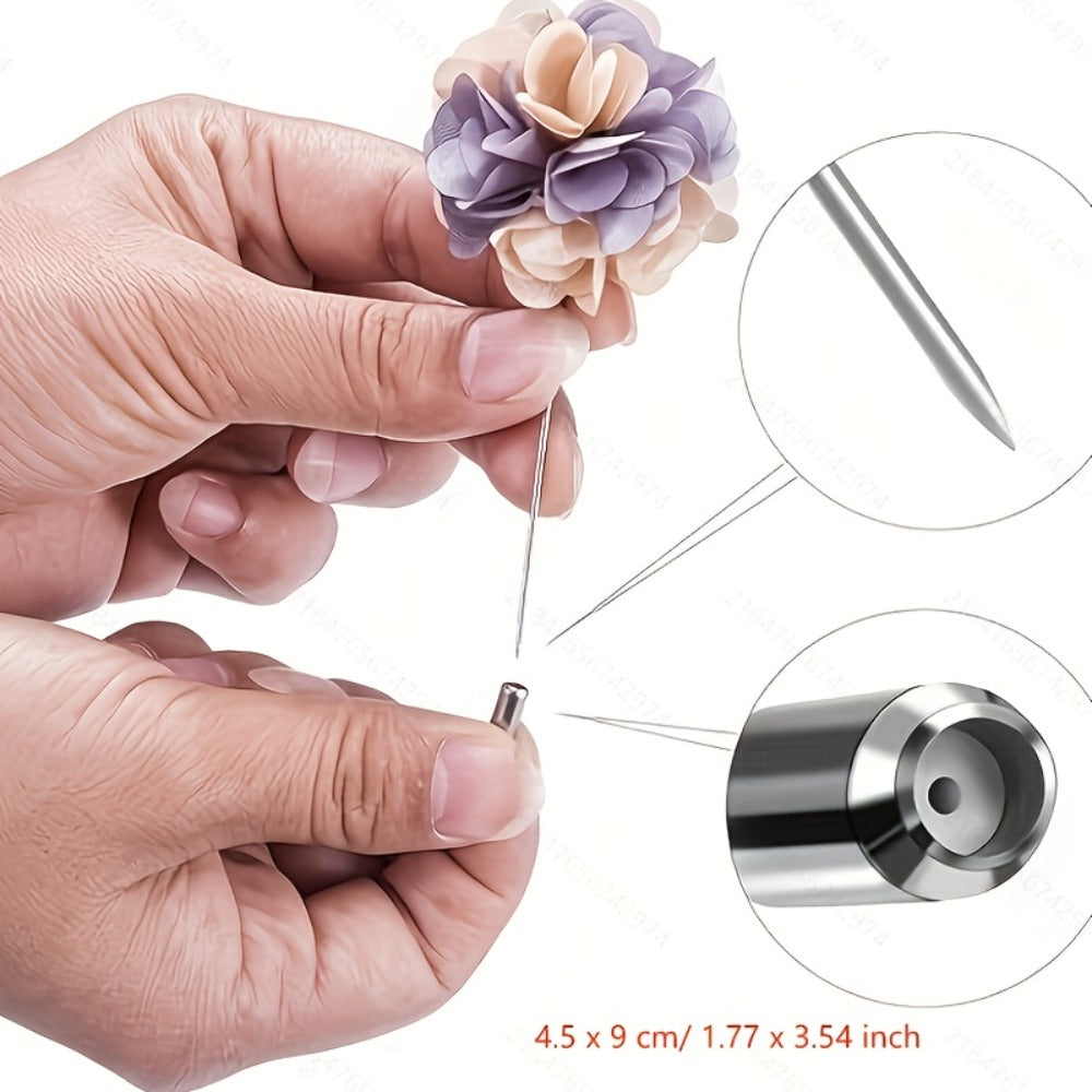 Lapel Pins & Boutonnieres - Boutonniere for Men 15pcs Handmade Satin Flower Pin Set with Gift Box - product detail view 2