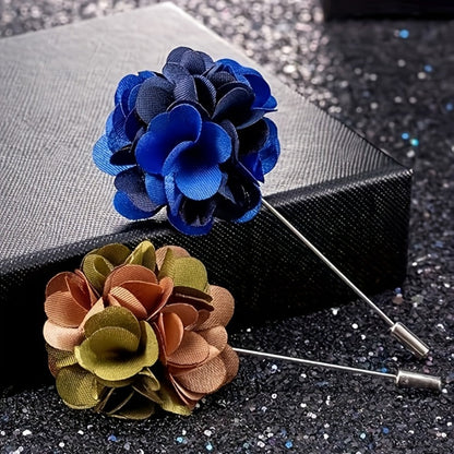 Lapel Pins & Boutonnieres - Boutonniere for Men 15pcs Handmade Satin Flower Pin Set with Gift Box - product detail view 3
