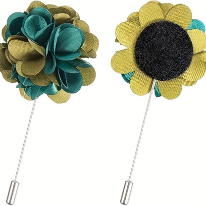 Lapel Pins & Boutonnieres - Boutonniere for Men 15pcs Handmade Satin Flower Pin Set with Gift Box - product detail view 5