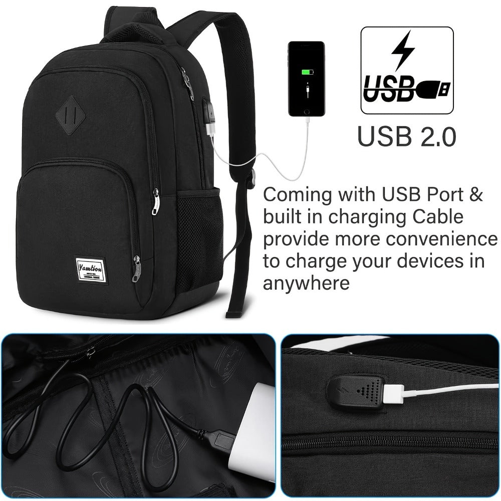 Laptop Backpack – 15.6 Inch, USB Charging, Adjustable Strap, for Travel & School – detail view 4