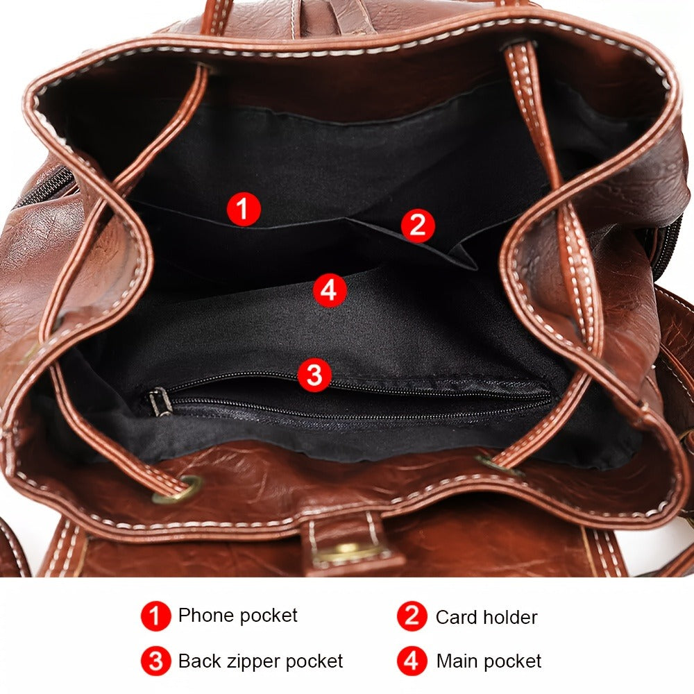 Laptop Backpack – 11 Pockets, PU Leather, Convertible, for Travel & Work – detail view 7