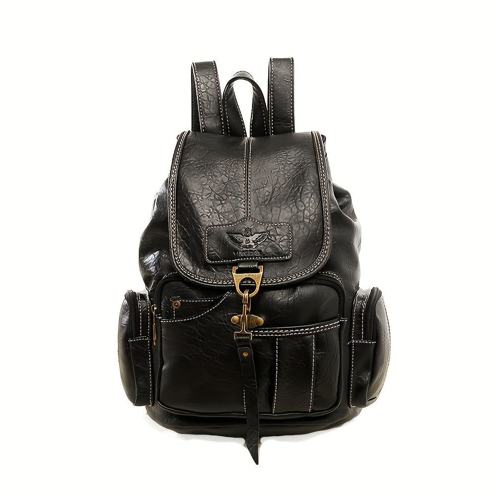 Laptop Backpack – 11 Pockets, PU Leather, Convertible, Waterproof – front view - product view 15