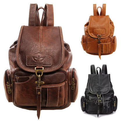 Laptop Backpack – 11 Pockets, PU Leather, Convertible, Waterproof – front view