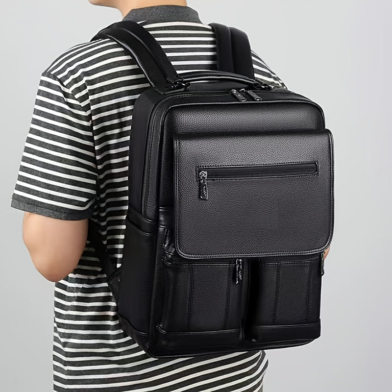Laptop Backpack – 15.6 Inch, Genuine Leather, USB Charging, for Travel & Work – front view - product view 13