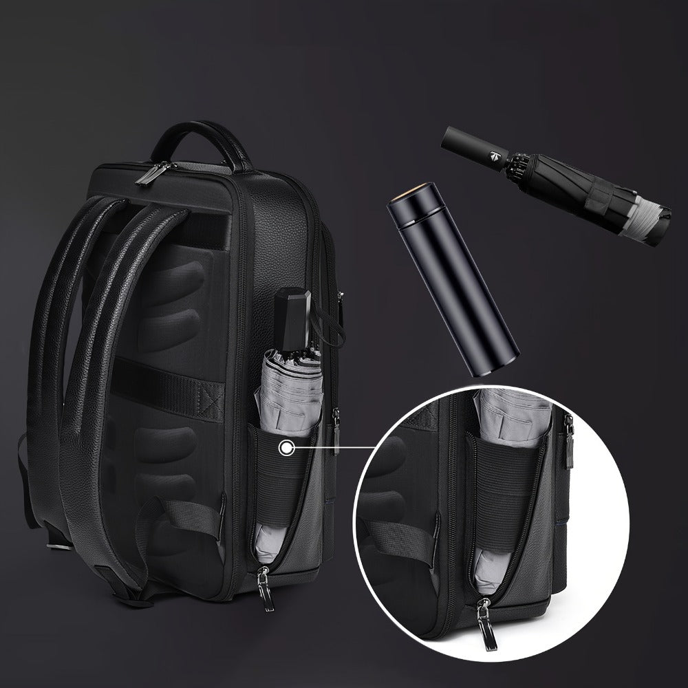Laptop Backpack – 15.6 Inch, Genuine Leather, USB Charging, for Travel & Work – detail view 11