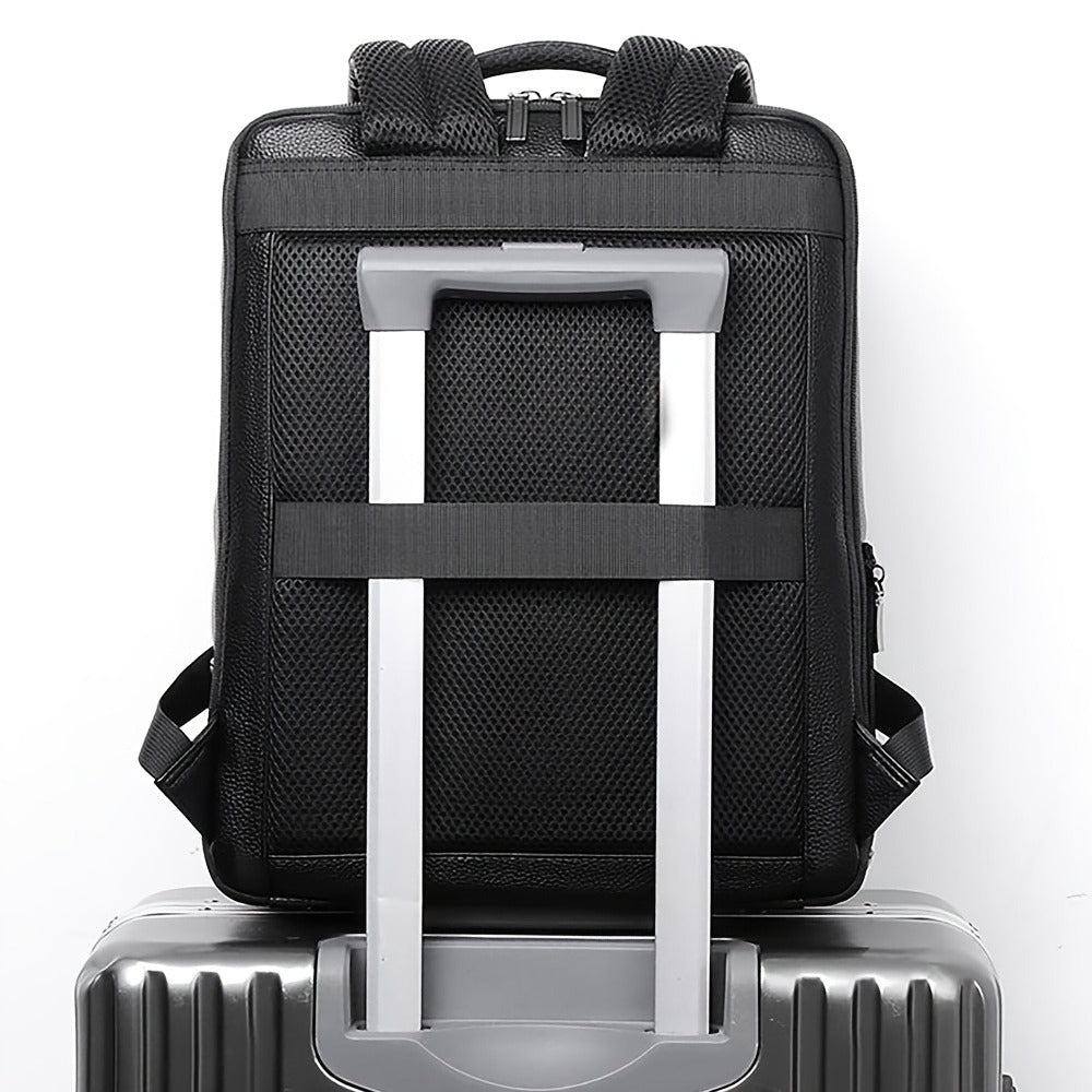 Laptop Backpack – 15.6 Inch, Genuine Leather, USB Charging, for Travel & Work – detail view 12