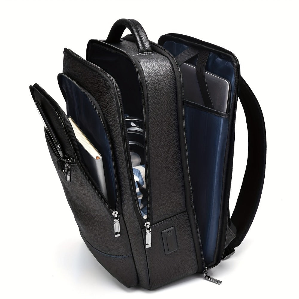 Laptop Backpack – 15.6 Inch, Genuine Leather, USB Charging, for Travel & Work – detail view 7