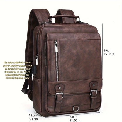 Laptop Backpack – 15.6 Inch, PU Leather, USB Charging, Anti Theft – detail view 7