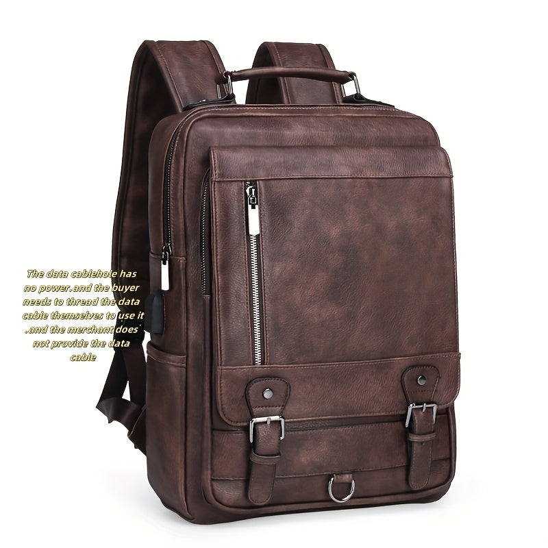 Laptop Backpack – 15.6 Inch, PU Leather, USB Charging, for Work & Everyday Use – front view - product view 18