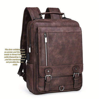 Laptop Backpack – 15.6 Inch, PU Leather, USB Charging, for Work & Everyday Use – front view - product view 18
