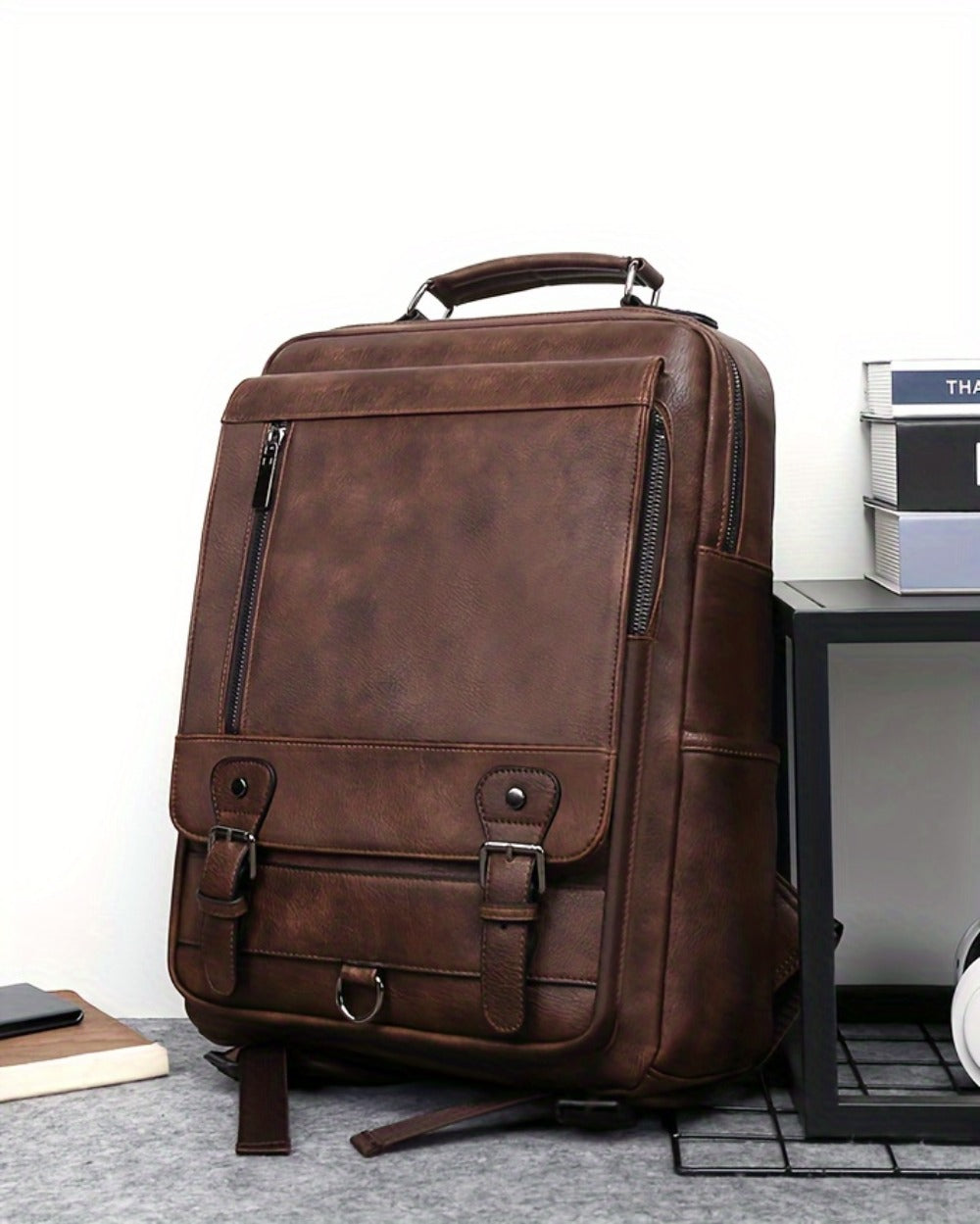 Laptop Backpack – 15.6 Inch, PU Leather, USB Charging, for Work & Everyday Use – detail view 13