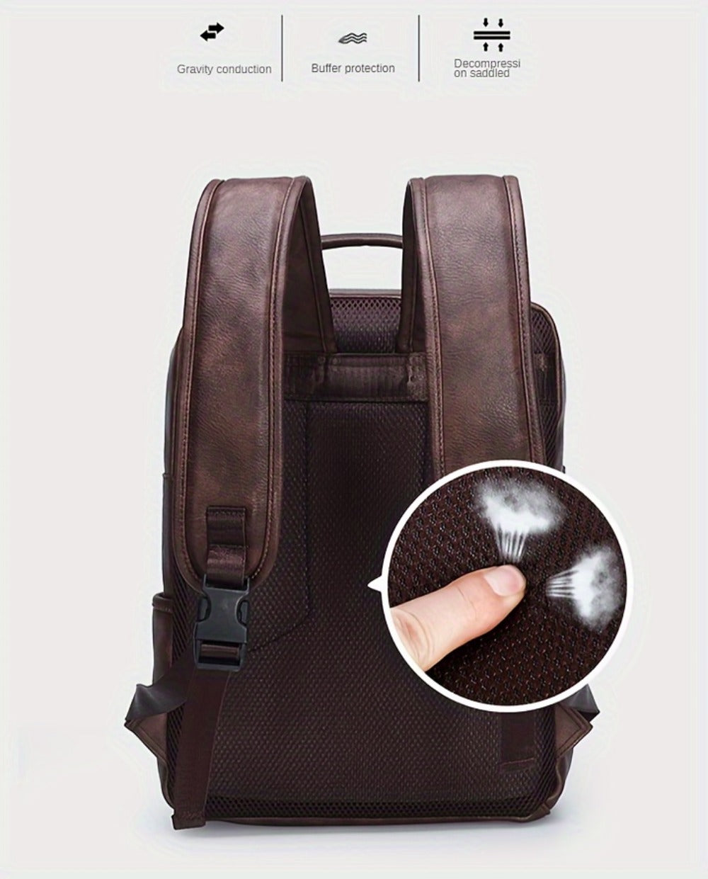 Laptop Backpack – 15.6 Inch, PU Leather, USB Charging, for Work & Everyday Use – detail view 15