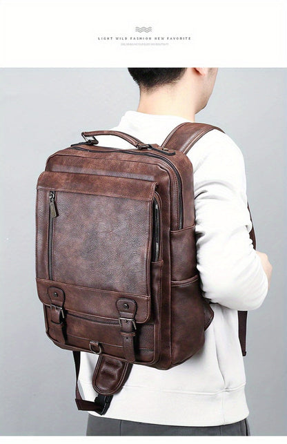 Laptop Backpack – 15.6 Inch, PU Leather, USB Charging, for Work & Everyday Use – detail view 16